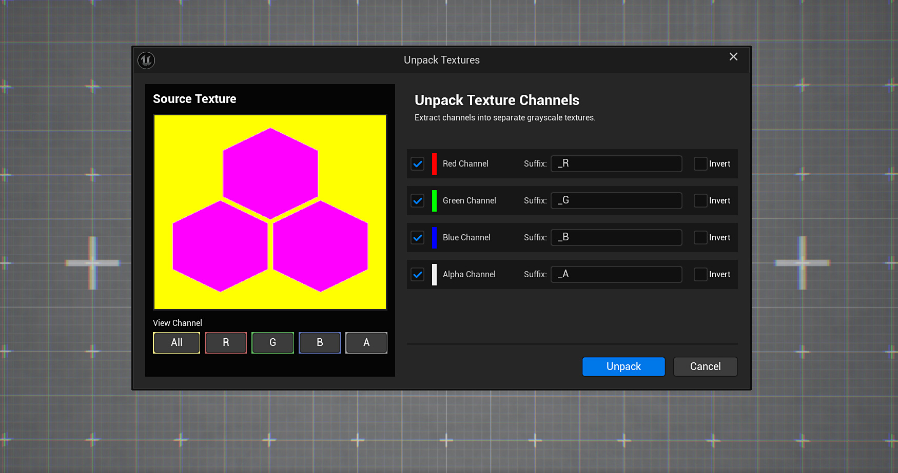 Unpack Textures Dialog